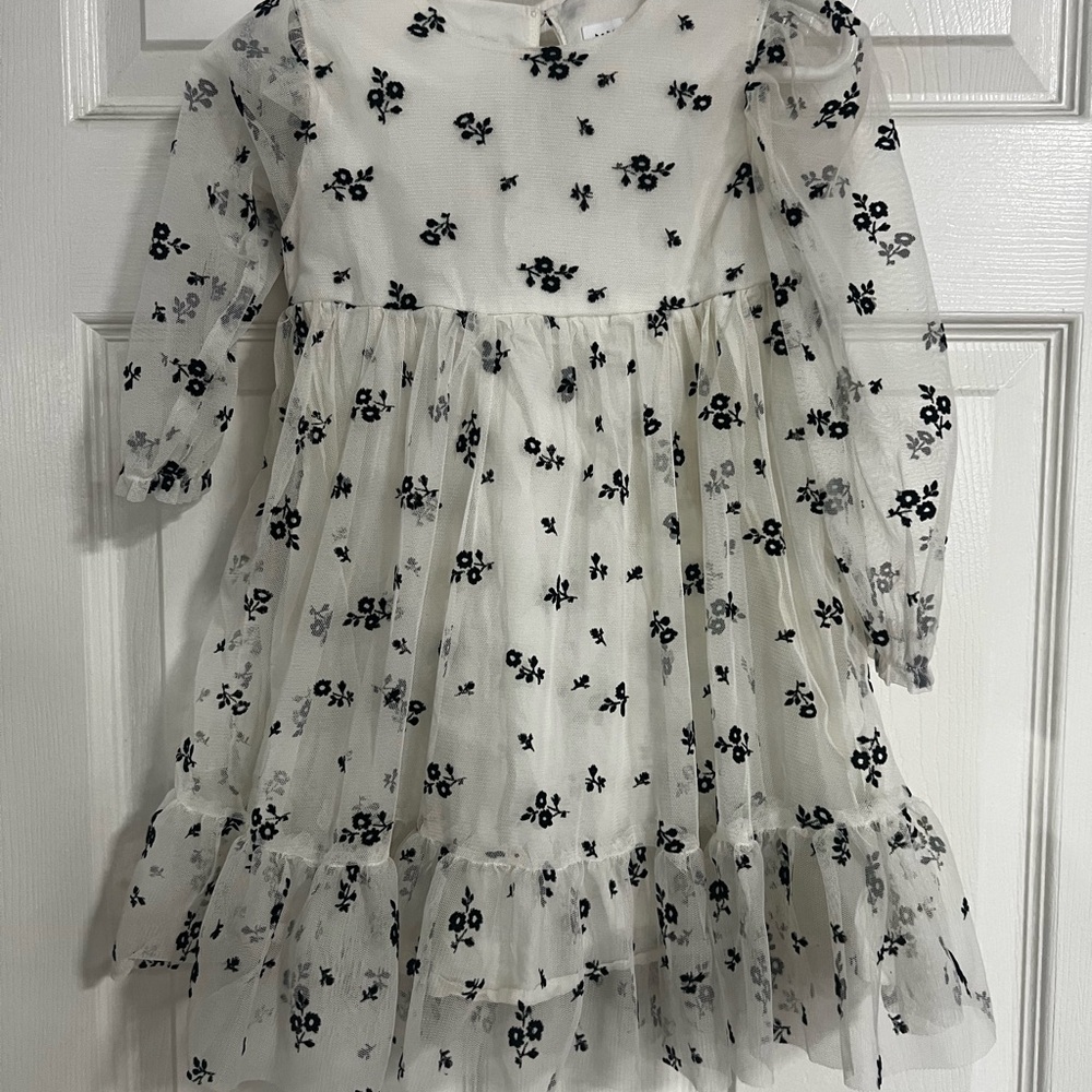 GAP White and Black Tiered Ruffled Sundress